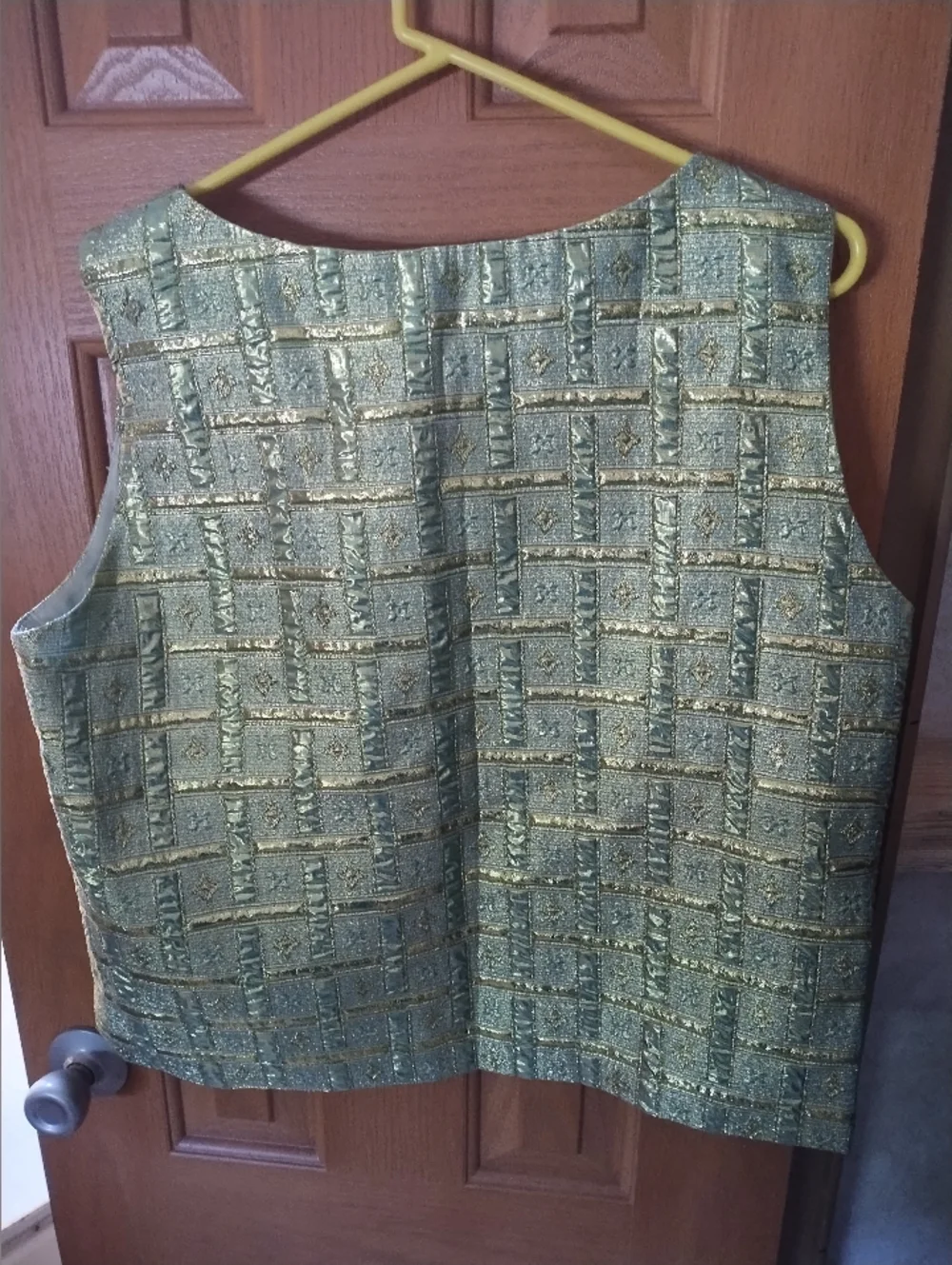 Terramina Metallic Green And Gold Lightweight Tank top Blouse Size 18 - Picture 2 of 5